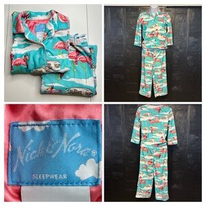 Nick & Nora Pajama Set Girls Size Small - 6X Flamingo Airstream Winter Sleepwear